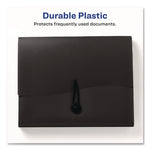 Slide and View Expanding File, 5 Sections, Cord/Hook Closure, Letter Size, Black