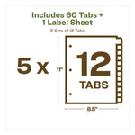 Index Maker Ecofriendly Print And Apply Clear Label Dividers With White Tabs, 12-Tab, 11 X 8.5, White, 5 Sets