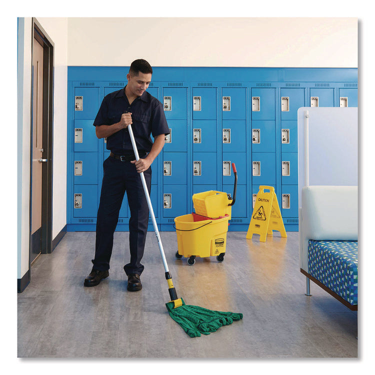 Gripper Vinyl-Covered Aluminum Mop Handle, 1.13" dia x 60", Gray/Yellow