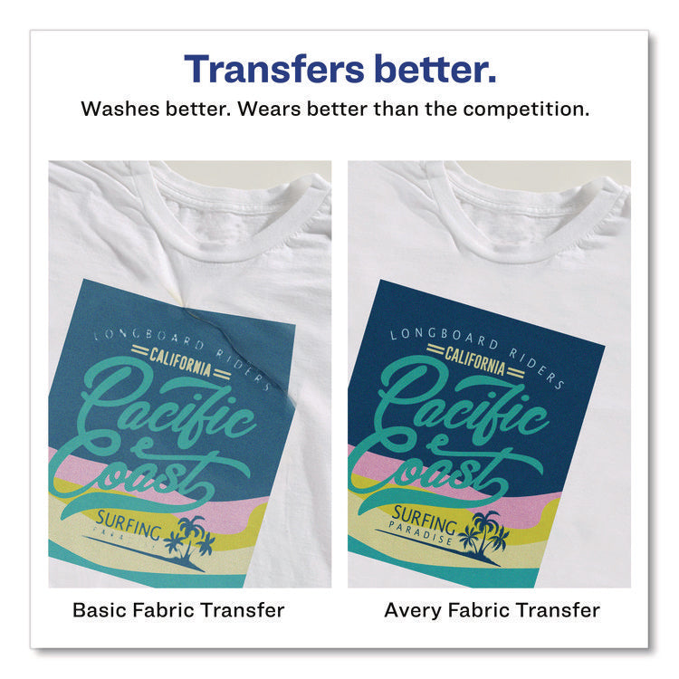 Fabric Transfers, For Light-Colored Fabrics, 8.5 x 11, White, 6/Pack