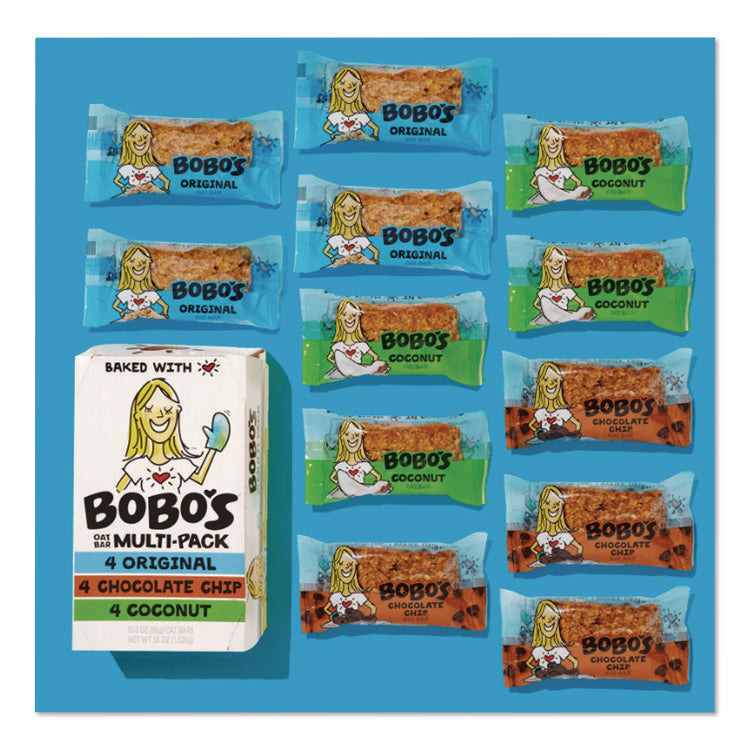 Oat Bar Coconut/Chocolate Chip/Original Multipack, 3 oz Individually Wrapped, 12/Box