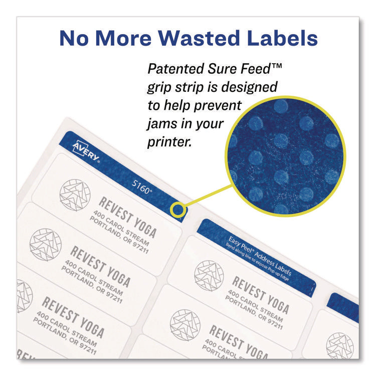 Vibrant Laser Color-Print Labels w/ Sure Feed, 1.25 x 2.38, White, 450/Pack
