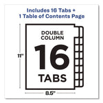 Customizable TOC Ready Index Double Column Multicolor Tab Dividers, 16-Tab, 1 to 16, 11 x 8.5, White, 1 Set