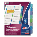 Customizable TOC Ready Index Double Column Multicolor Tab Dividers, 16-Tab, 1 to 16, 11 x 8.5, White, 1 Set