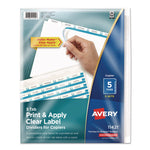 Print and Apply Index Maker Clear Label Dividers, Copiers, 5-Tab, 11 x 8.5, White, 5 Sets