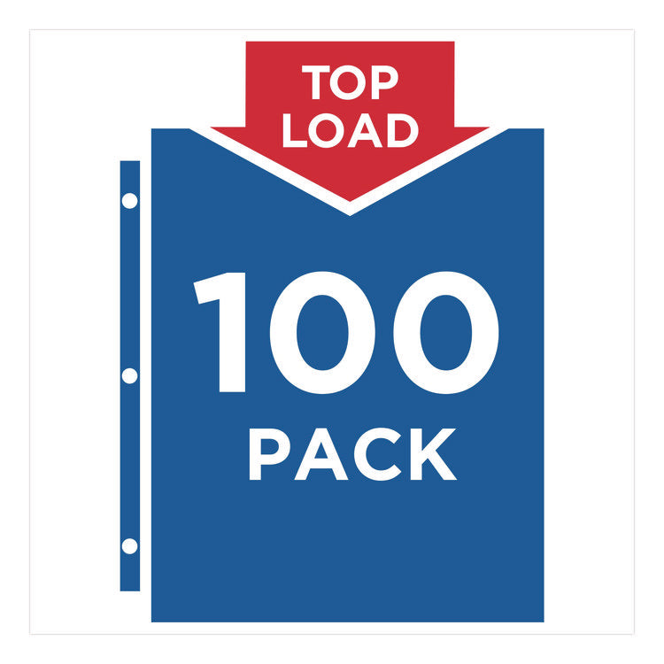 Economy Weight Sheet Protector, Light-Duty, Side: 3-Hole Punched, Top Load 8.5 x 11 Insert, Semi-Clear Front, 100/Box