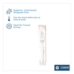 Mediumweight Polypropylene Cutlery, Individually Wrapped, Fork, Plastic, White, 1000/Carton