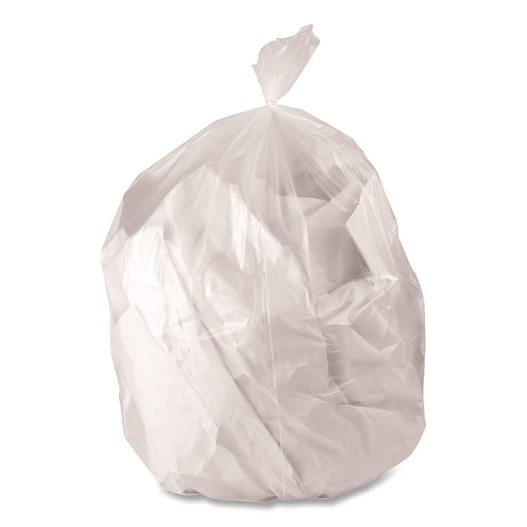 Low-Density Waste Can Liners, 32 gal, 0.9 mil, 33 x 44, Clear, Perforated Roll, 5 Bags/Roll, 20 Rolls/Carton