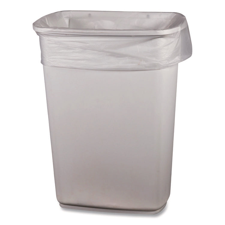 Low-Density Waste Can Liners, 33 gal, 0.65 mil, 33 x 39, Clear, Perforated Roll, 250/Carton