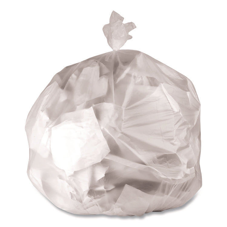 High-Density Can Liners, 45 gal, 22 mic, 40 x 48, Natural, Perforated Roll, 150/Carton