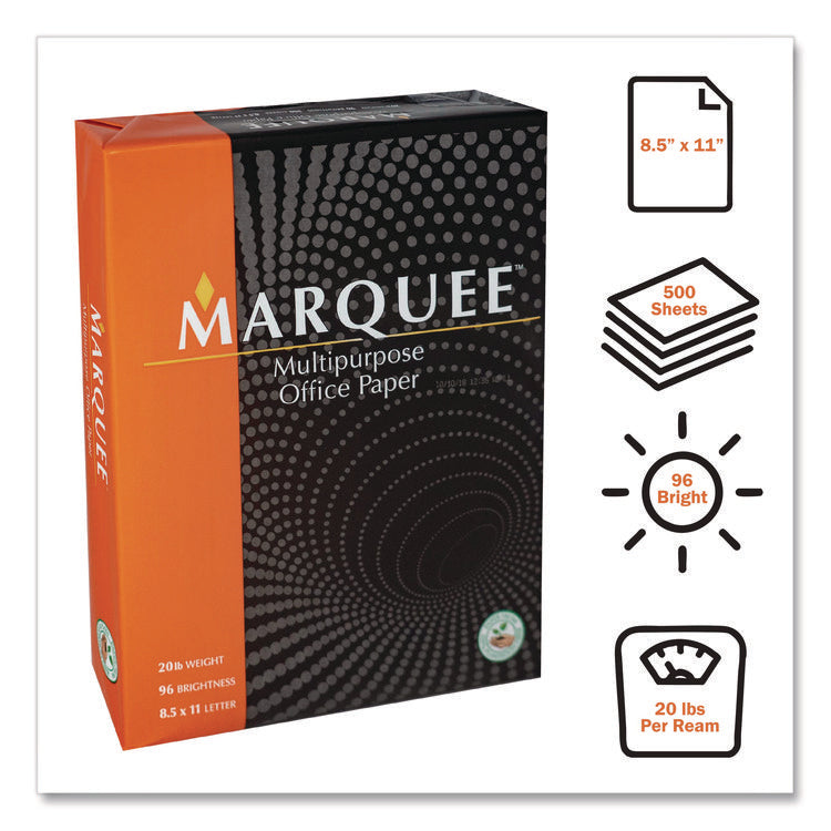 Multipurpose Office Paper, 96 Bright, 20 lb Bond Weight, 8.5 x 11, White, 500 Sheets/Ream, 10 Reams/Carton, 40 Cartons/Pallet