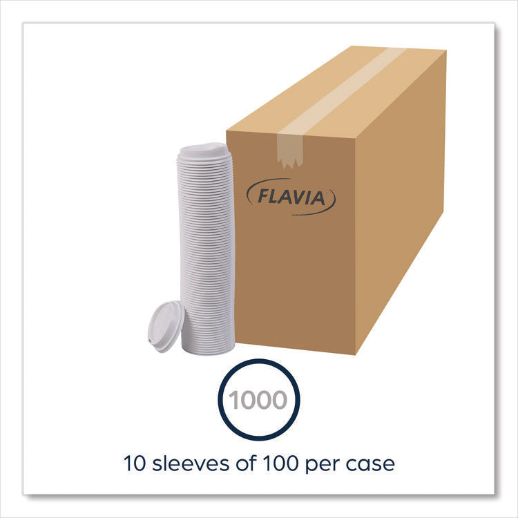 Hot Beverage Paper Cup Lids 10 oz, Fits FLAVIA 10 oz Paper Cup, White, 100/Sleeve, 10 Sleeves/Carton