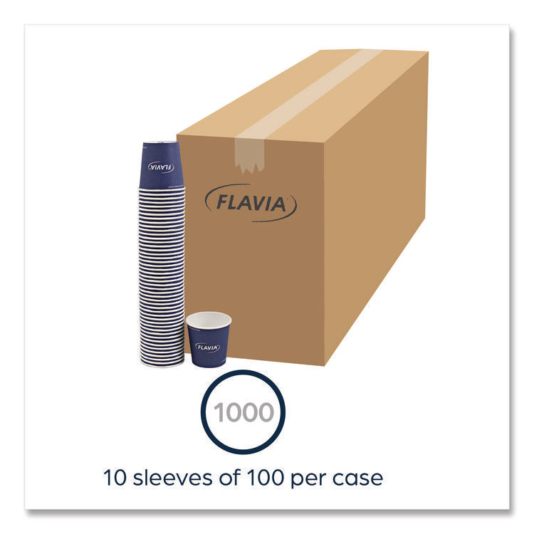 Hot Beverage Paper Cup 10 oz, FLAVIA Design, Blue, 100/Sleeve, 10 Sleeves/Carton