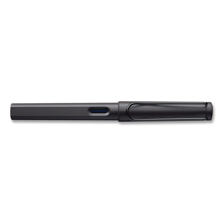 safari Fountain Pen, Medium Nib, Blue Ink, Charcoal Barrel