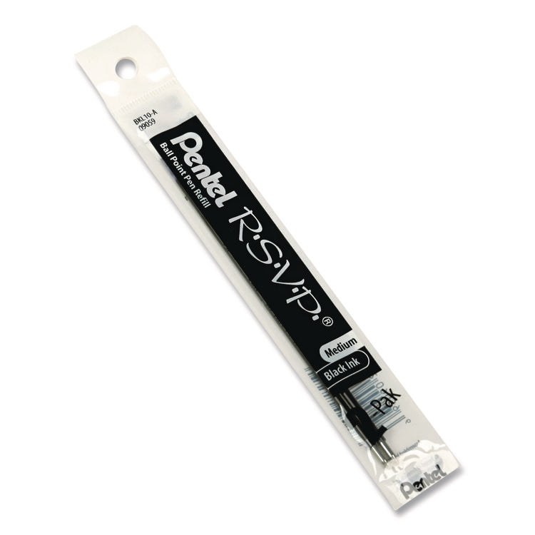 Refill for Pentel R.S.V.P. Ballpoint Pens, Medium 1 mm Conical Tip, Black Ink, 2/Pack