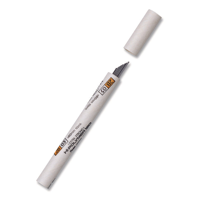 Premium Hi-Polymer Lead Refill, 0.5 mm, 2B, Black, 12/Pack