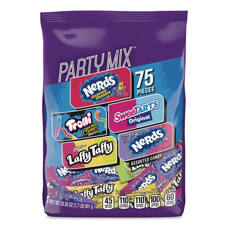 Party Mix Stand-Up Bag, 75 Pieces, Assorted Flavors, 1.7 lb Bag