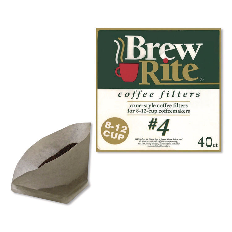 Paper Cone Filters, 8 to 12 Cup Size, Cone, 40/Pack