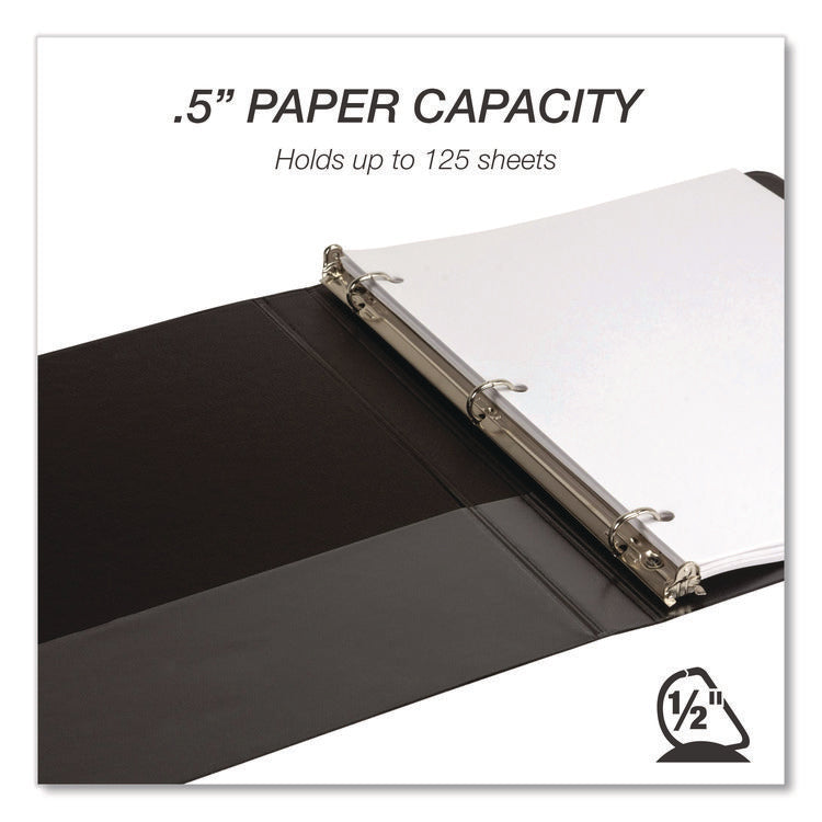 Durable D-Ring View Binders, 3 Rings, 0.5" Capacity, 11.5" x 8.5", Black, 4/Pack