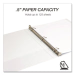 Durable D-Ring View Binders, 3 Rings, 0.5" Capacity, 11.5" x 8.5", White, 4/Pack