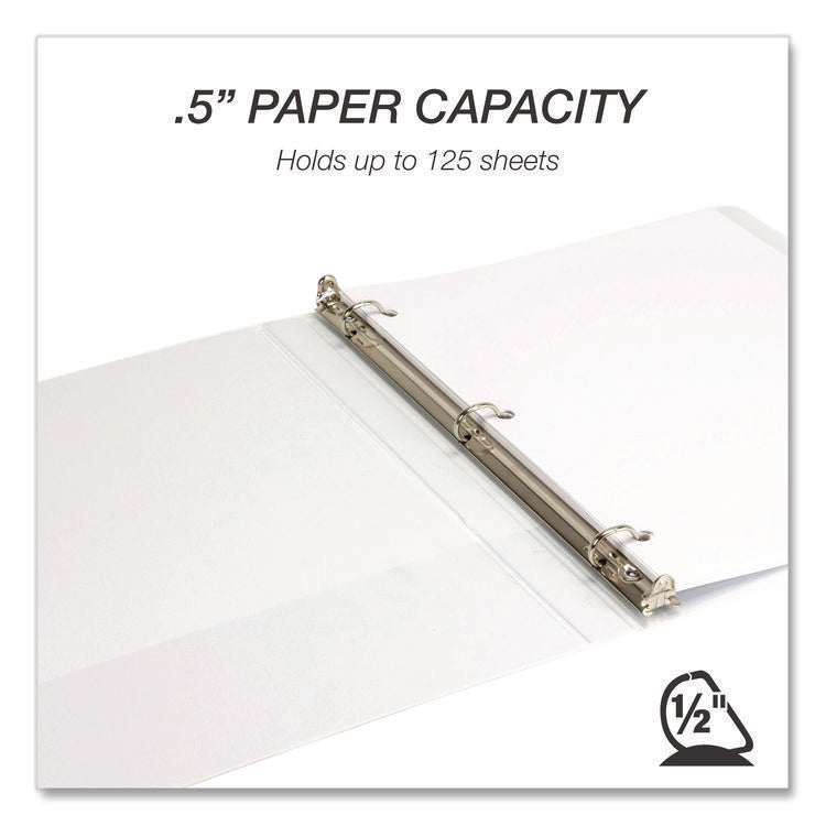 Durable D-Ring View Binders, 3 Rings, 0.5" Capacity, 11.5" x 8.5", White, 4/Pack