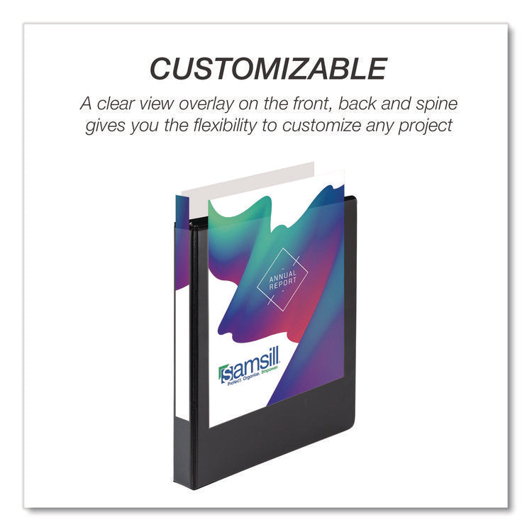 Durable D-Ring View Binders, 3 Rings, 1" Capacity, 11.5" x 8.5", Black, 4/Pack