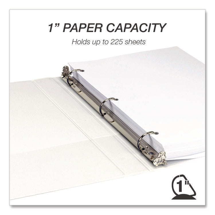 Durable D-Ring View Binders, 3 Rings, 1" Capacity, 11.5" x 8.5", White, 4/Pack