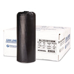 Low-Density Commercial Can Liners, 33 gal, 1.5 mil, 33" x 39", Black, Interleaved Roll, 20 Bags/Roll, 5 Rolls/Carton