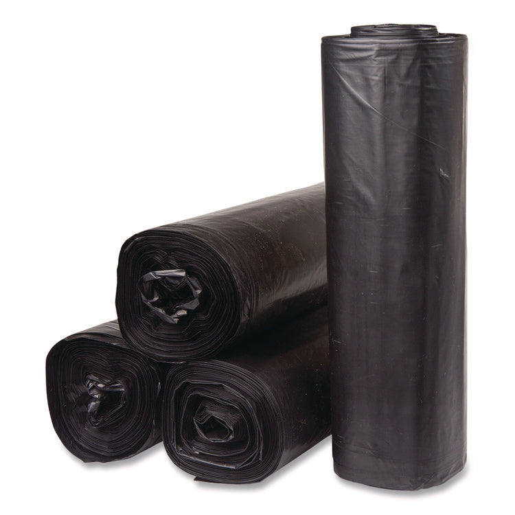 Institutional Low-Density Can Liners, 45 gal, 1.5 mil, 40" x 46", Black, Interleaved Roll, 20 Bags/Roll, 5 Rolls/Carton