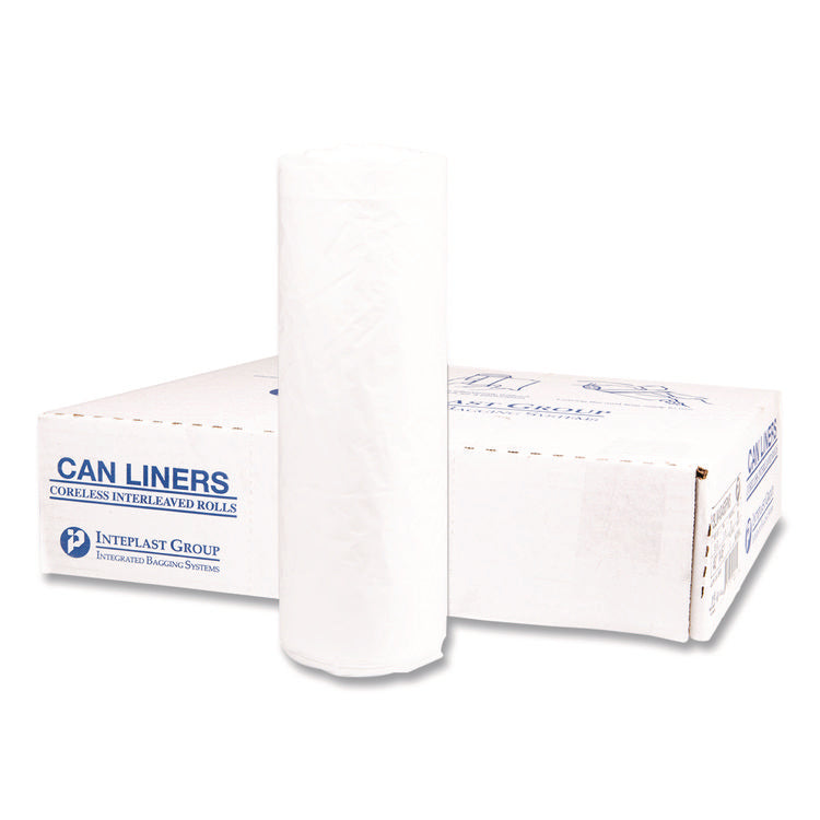 Institutional Low-Density Can Liners, 45 gal, 1.15 mil, 40" x 46", Natural, Interleaved Roll, 20 Bags/Roll, 5 Rolls/Carton