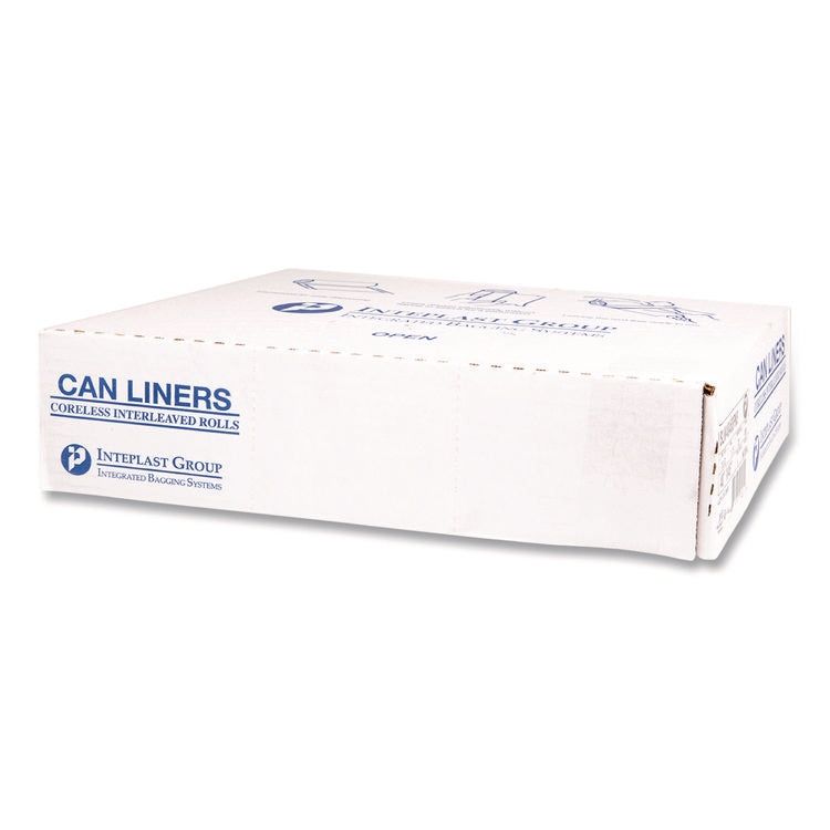 Institutional Low-Density Can Liners, 45 gal, 1.15 mil, 40" x 46", Natural, Interleaved Roll, 20 Bags/Roll, 5 Rolls/Carton