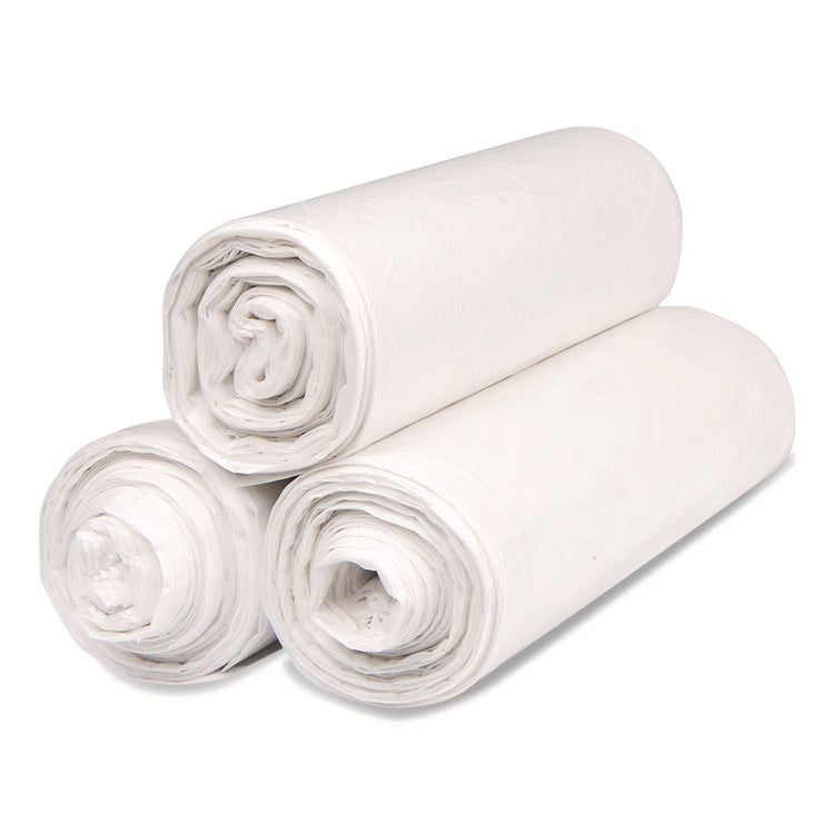 Institutional Low-Density Can Liners, 33 gal, 0.8 mil, 33" x 39", Natural, Interleaved Roll, 25 Bags/Roll, 6 Rolls/Carton