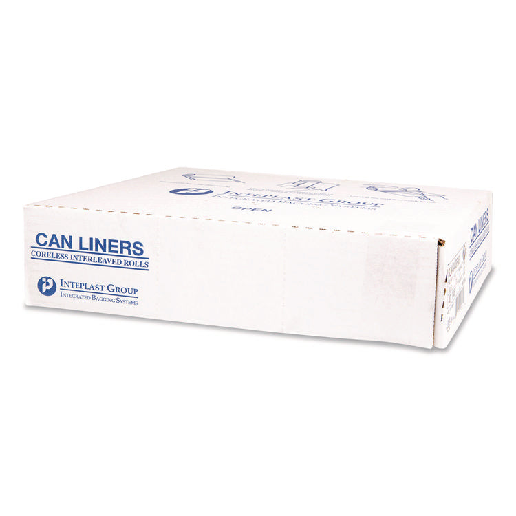 Institutional Low-Density Can Liners, 33 gal, 0.8 mil, 33" x 39", Natural, Interleaved Roll, 25 Bags/Roll, 6 Rolls/Carton