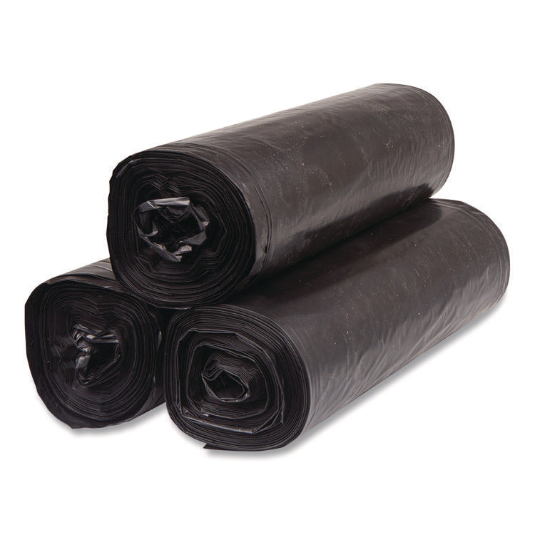 Low-Density Commercial Can Liners, 60 gal, 1.15 mil, 38 x 58, Black, Interleaved Roll, 25 Bags/Roll, 4 Rolls/Carton