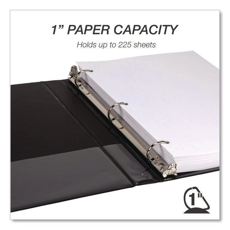 Durable D-Ring View Binders, 3 Rings, 1" Capacity, 11.5" x 8.5", Black, 4/Pack