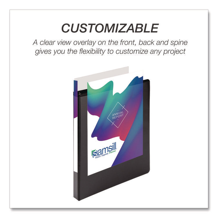 Durable D-Ring View Binders, 3 Rings, 0.5" Capacity, 11.5" x 8.5", Black, 4/Pack