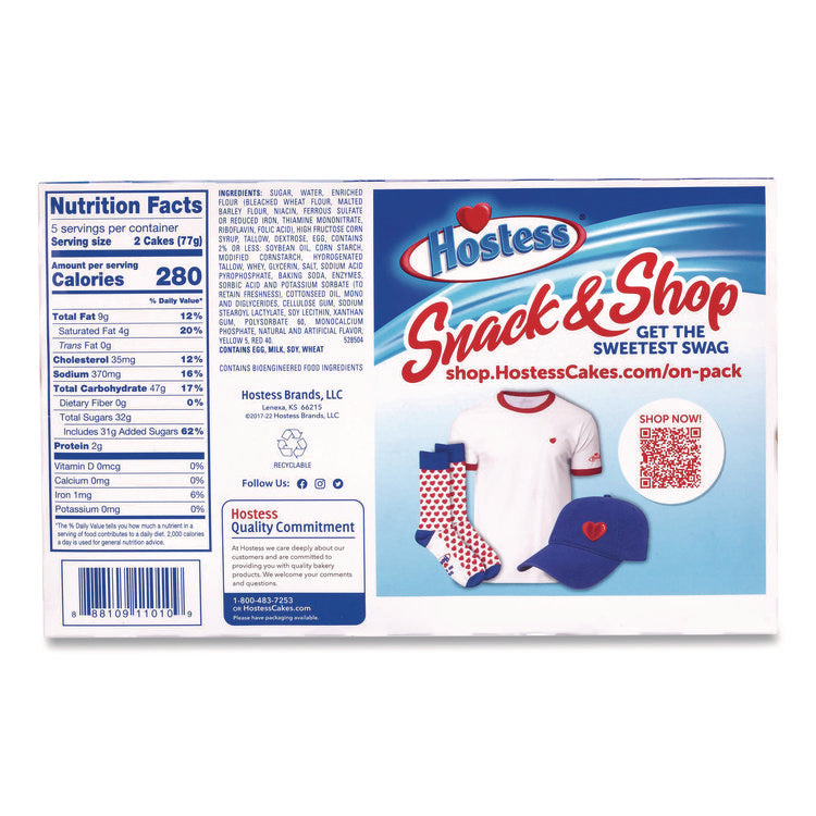 Twinkies, Vanilla, 1.36 oz Individually Wrapped, 10/Pack, 3 Packs/Carton