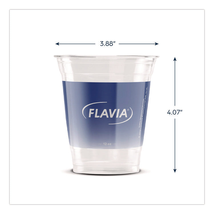 Cold Cups 12 oz, Blue Band Flavia Logo, Clear/Blue, 900/Carton