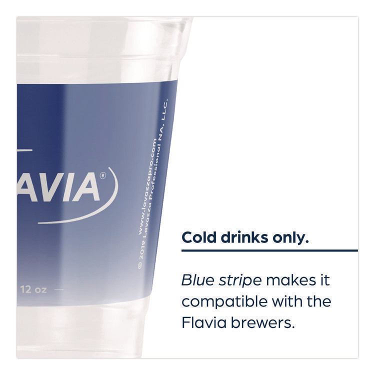 Cold Cups 12 oz, Blue Band Flavia Logo, Clear/Blue, 900/Carton