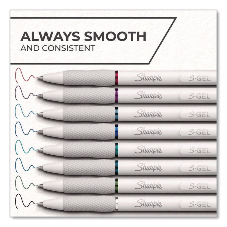 S-Gel Fashion Barrel Gel Pen, Retractable, Medium 0.7 mm, Assorted Ink, White Barrel, 8/Pack