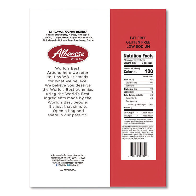 Gummi Bears, 12 Assorted Fruit Flavors, 5 lb Bag