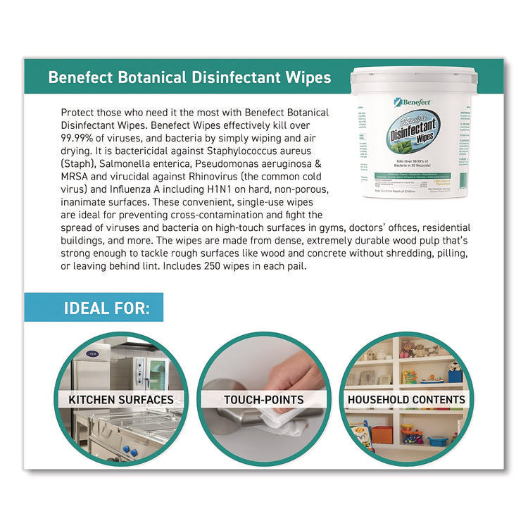 Botanical Disinfectant Wipes, 6 x 7, Light Lemon and Thyme, 250/Bucket