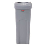 Universal Square Trash Can with Swing Lid, 23 gal, Plastic, Gray