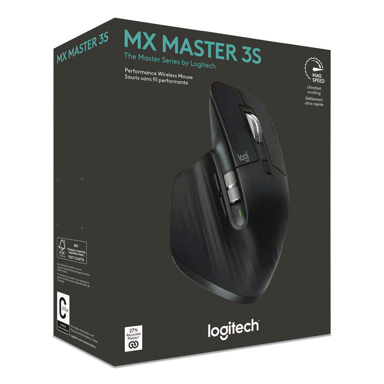 MX Master 3S for Business Wireless Mouse, 33 ft Wireless Range, Right, Black