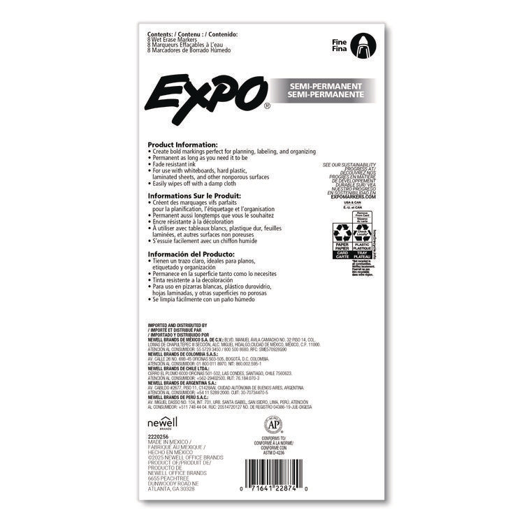 Wet Erase Markers, Fine Needle Tip, Assorted, 8/Pack