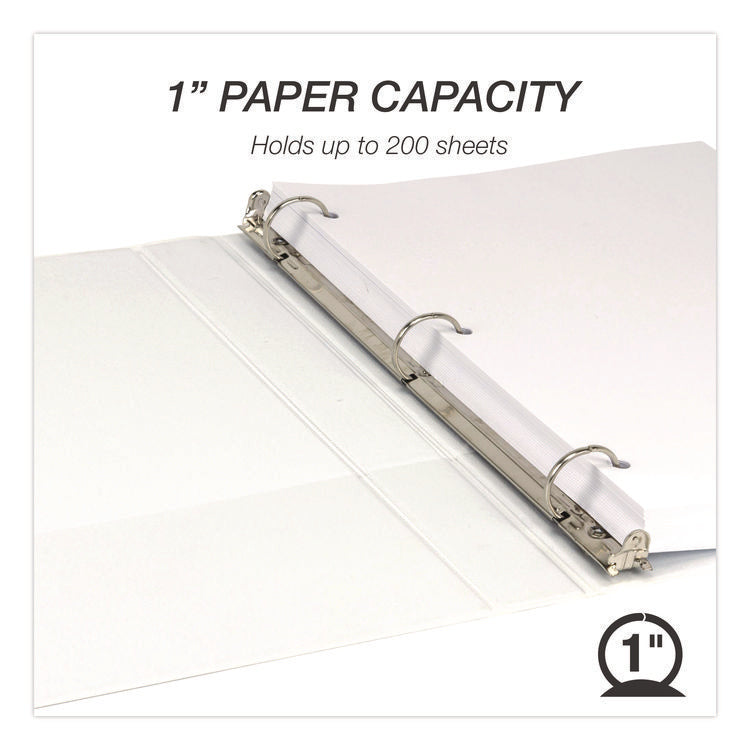 Economy Round Ring View Binders, 3 Rings, 1" Capacity, 11.5 x 8.5, White, 12/Carton