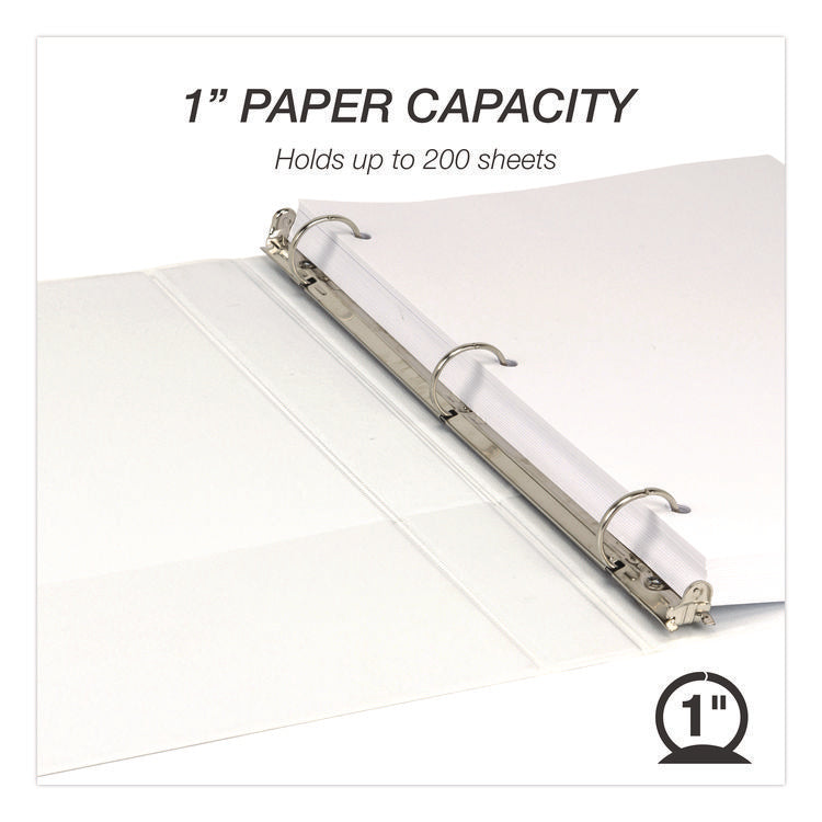 Economy Round Ring View Binders, 3 Rings, 1" Capacity, 11.5 x 8.5, White, 6/Carton