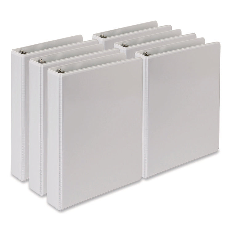 Economy Round Ring View Binders, 3 Rings, 1" Capacity, 8.5 x 5.5, White, 6/Carton