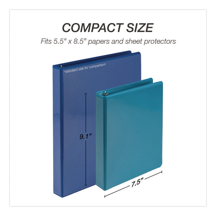 Economy Round Ring View Binders, 3 Rings, 1" Capacity, 8.5 x 5.5, Assorted, 6/Carton