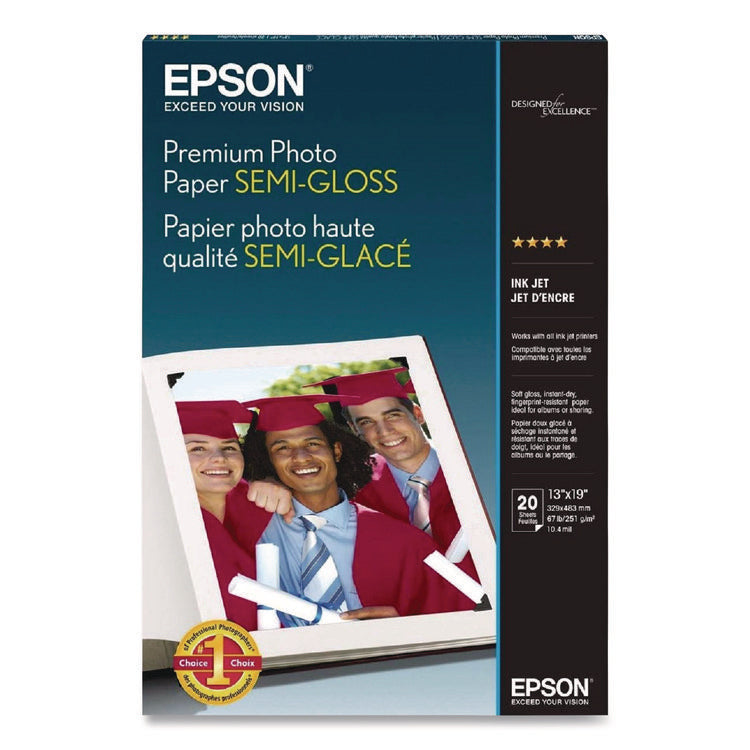 Premium Photo Paper, 10.4 Mil, 13 X 19, Semi-Gloss White, 20/pack